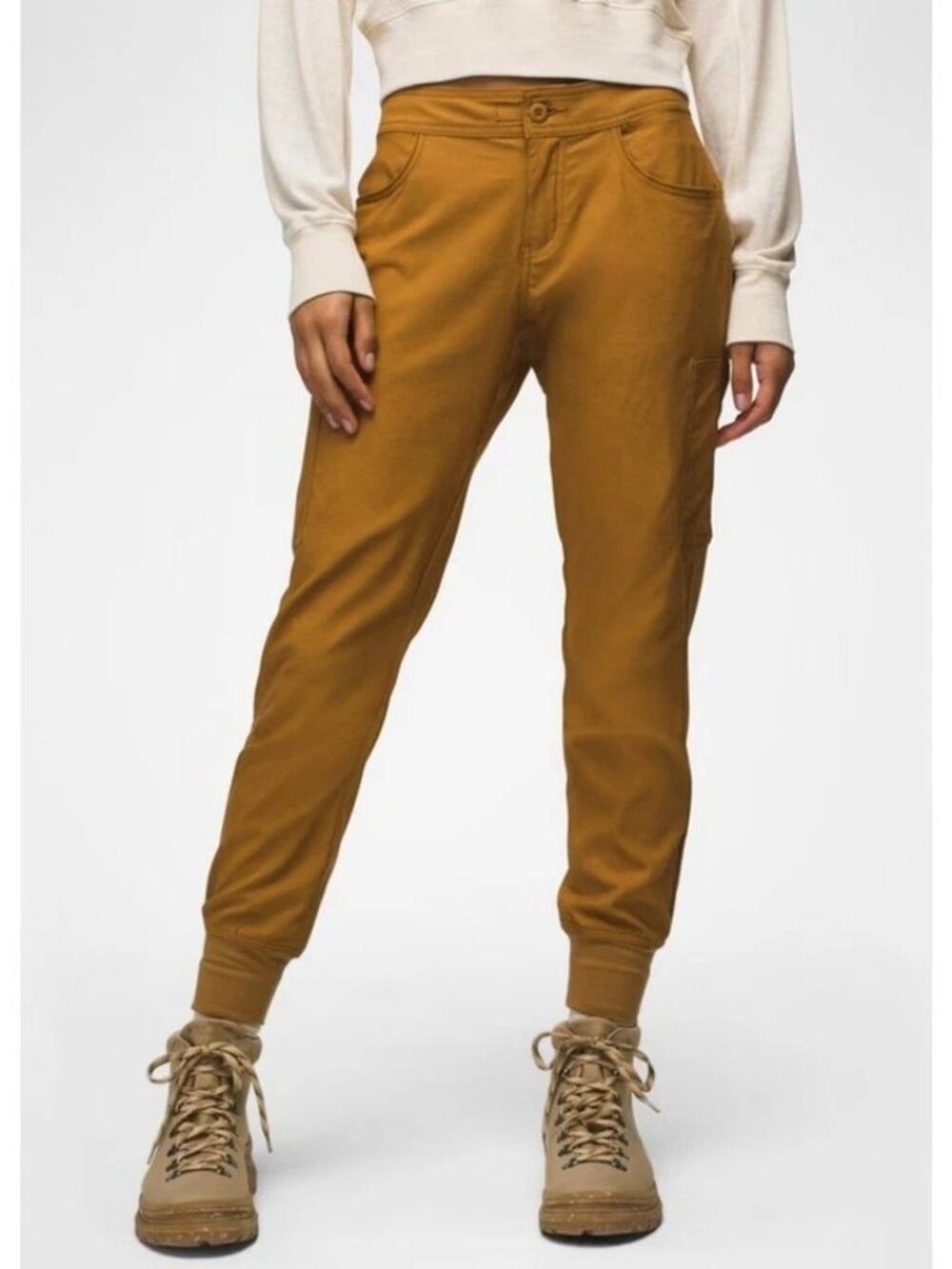 PrAna Women's Halle Jogger II UPF 50+ Pants in Earthbound Mustard Brown Sz 8